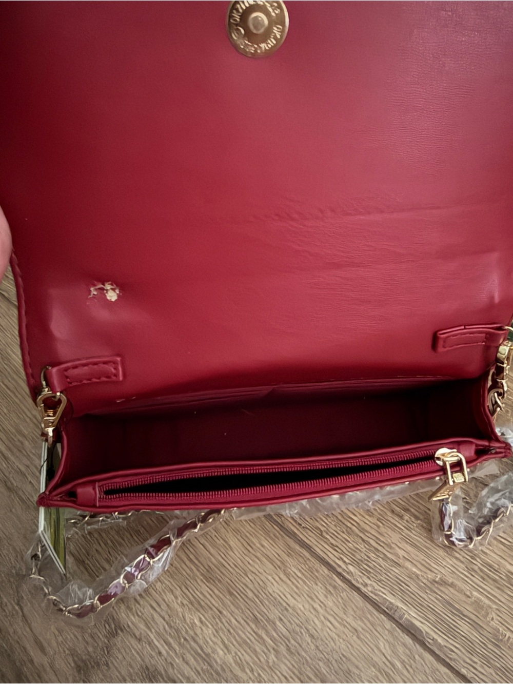 Badgley Mischka Small Brick Red VL Pleated Crossbody Clutch - NWT - Picture 9 of 10